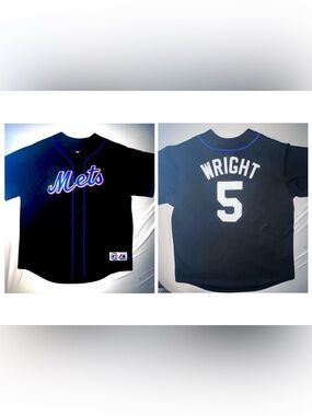 New York Mets No. 5 David Wright Black Throwback Majestic MLB Baseball Jersey